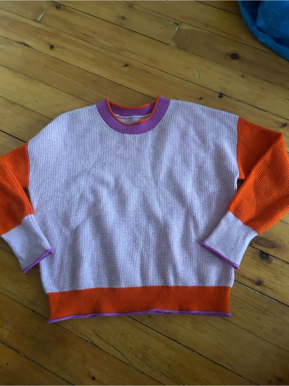Maeve Anthropologie 100% Cashmere Colorblock Sweater small Pink Orange Purple
